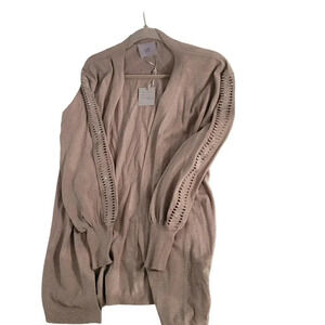 LIV Milano Women's Open Front Long Sleeve Shawl Collar Cappuccino Cardigan M NWT